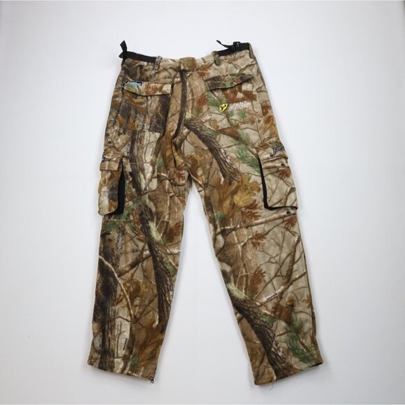 Vtg Scentblocker Mens Large Distressed Camouflage Fleece Wide Leg Cargo Pants - Picture 12 of 16